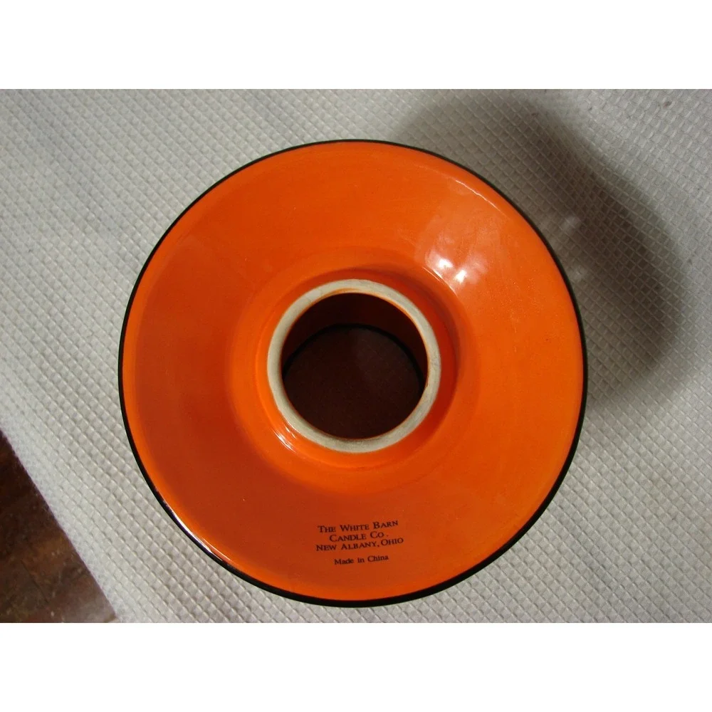 Orange Black Ceramic Jar Candle Shade Topper Halloween Spooky Pumpkin Bats Owl